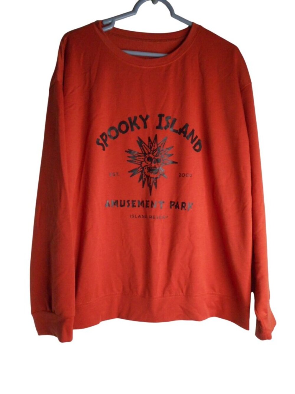 Unisex Orange Black Skull Long Sleeve XL T-shirt Spooky Island Resort Halloween